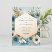 Invitation Mariage fantaisiste botanique sarcelle (Debout devant)