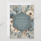 Invitation Mariage Fantaisiste Botanique Sarcelle (Devant)