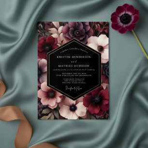 Invitation Mariage fantaisiste Burgundy Bloom