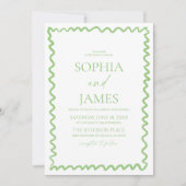 Invitation Mariage Fantaisiste Citron Vert Bordure Ondulée (Devant)
