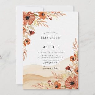 Invitation Mariage Fantaisiste d'Automne Rouille