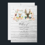 Invitation Mariage Fantaisiste de Cerfs de la Forêt Rustique<br><div class="desc">Faire-part de mariage floral bohème rose pâle avec médaillons de couple de cerfs fantaisistes. La photo au verso est facultative. Si vous préférez la supprimer, faites défiler jusqu'au bas de "Personnaliser ce modèle" et cliquez sur "Modifier à l'aide de l'outil de conception". Dans l'outil de conception, vous pouvez modifier, mettre...</div>