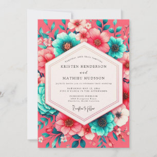 Invitation Mariage fantaisiste de floraison de corail