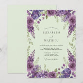 Invitation Mariage Fantaisiste de Printemps Violet (Devant / Derrière)