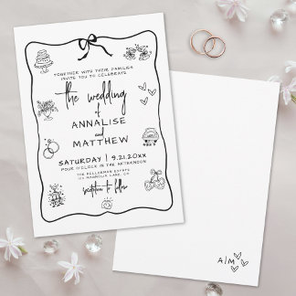 Invitation Mariage Fantaisiste Dessiné à la Main