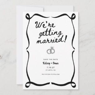 Invitation Mariage Fantaisiste Dessiné à la Main 