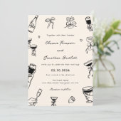 Invitation Mariage Fantaisiste Dessiné à la Main (Debout devant)