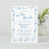 Invitation Mariage fantaisiste dessiné à la main sur la plage (Debout devant)