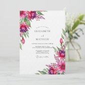 Invitation Mariage Fantaisiste Magenta Bloom (Debout devant)