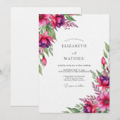 Invitation Mariage Fantaisiste Magenta Bloom (Devant / Derrière)
