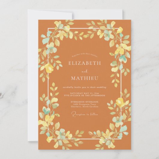 Invitation Mariage Fantaisiste Orange Brûlé (Devant)