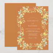 Invitation Mariage Fantaisiste Orange Brûlé (Devant / Derrière)