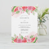 Invitation Mariage fantaisiste pastèque rose (Debout devant)