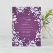 Invitation Mariage fantaisiste profond prune doux (Debout devant)