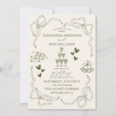 Invitation Mariage Fantaisiste Rétro Doodle Art (Devant)