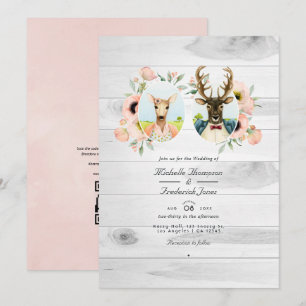 Invitation Mariage fantaisiste rustique de cerfs de la forêt