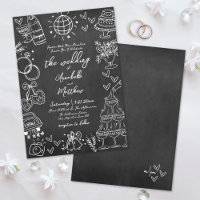 Mariage Fantaisiste Tableau Noir Dessiné à la Main