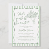 Invitation Mariage fantaisiste vert frais du marché (Devant)