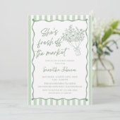 Invitation Mariage fantaisiste vert frais du marché (Debout devant)