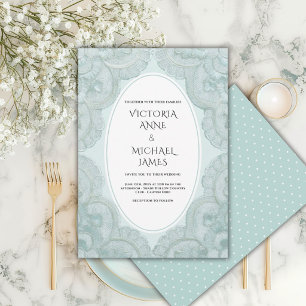 Invitation Mariage Fantaisiste Vintage avec Broderie Verte