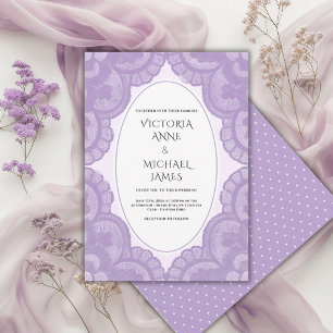 Invitation Mariage Fantaisiste Vintage Lila Dentelle