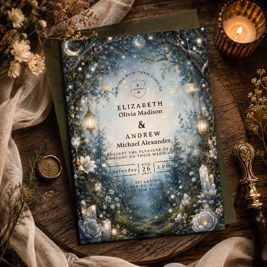 Invitation Mariage Fantastique en Forêt Enchantée