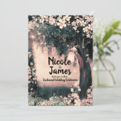 Invitation Mariage Fantastique en Forêt Enchantée Rose (Debout devant)