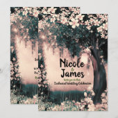 Invitation Mariage Fantastique en Forêt Enchantée Rose (Devant / Derrière)