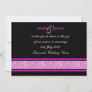 Invitation Mariage Fantastique Floral Moderne Rose Chaud et N