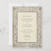 Invitation Mariage Fantasy Médiéval Gravure Vintage Noir (Devant)