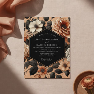 Invitation Mariage Faste Floral Orange Brûlé
