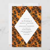 Invitation Mariage Faux Foil de Glam orange et noir (Devant)