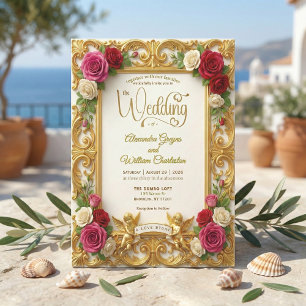 Invitation Mariage Faux Foil Rose Poudré et Crème de Champagn