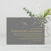 Invitation Mariage Faux Gold Foil Confetti (Debout devant)