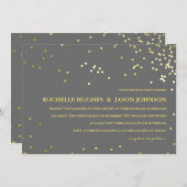 Invitation Mariage Faux Gold Foil Confetti (Devant / Derrière)