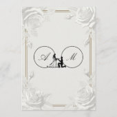 Invitation Mariage Faux Or Rose Blanche Embossée Imprimée  (Dos)