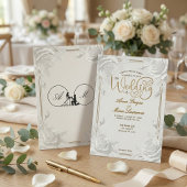 Invitation Mariage Faux Or Rose Blanche Embossée Imprimée 