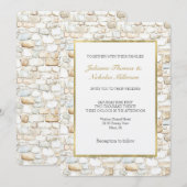 Invitation Mariage Faux Pierres Blanches Crème Grises   (Devant / Derrière)