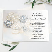 Invitation Mariage Faux White Pearl and Diamond Buttons
