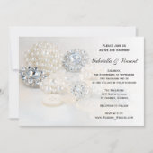Invitation Mariage Faux White Pearl and Diamond Buttons (Devant)