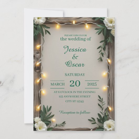 Invitation Mariage Féérique Rustique (Devant)