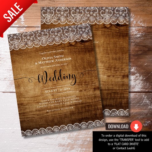 Invitation Mariage Ferme Maison de Campagne Rustique Dentelle