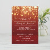 Invitation Mariage Festif moderne Sparkling Red Lights (Debout devant)