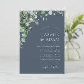 Invitation Mariage Festif Royal Blue Opulence Eucalyptus (Debout devant)