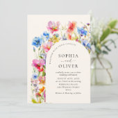 Invitation Mariage Festive Bright Watercolor Fleurs sauvages (Debout devant)