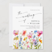 Invitation Mariage Festive Bright Watercolor Fleurs sauvages (Devant)