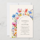 Invitation Mariage Festive Bright Watercolor Fleurs sauvages (Devant)
