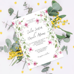 Invitation Mariage Fête de Mariage Fleur de Hibiscus Rose Bla