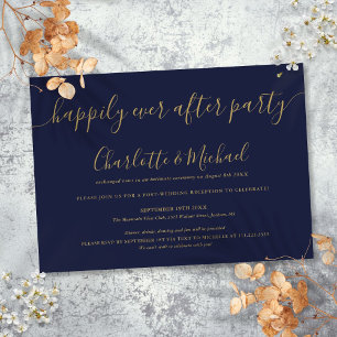 Invitation Mariage Fête de Navy Blue Gold Pour Toujours