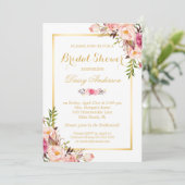 Invitation Mariage Fête des mariées Chic Floral Golden Frame (Debout devant)